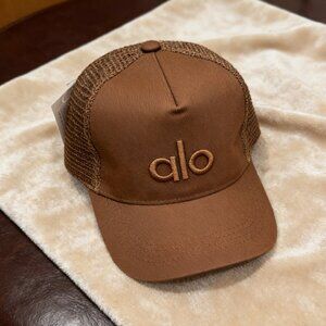 Alo Yoga Brown Embroidered Mesh Trucker Hat